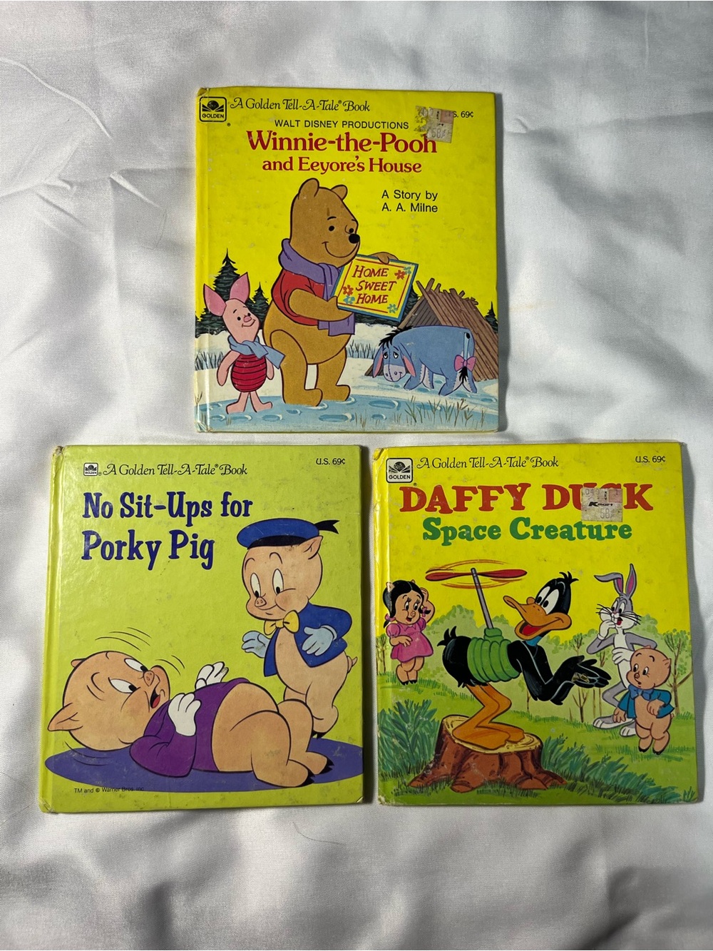 Lot 3 Vintage 1970s Golden Tell-A-Tale Hardcover Books Winnie‎ Pooh Porky Pig